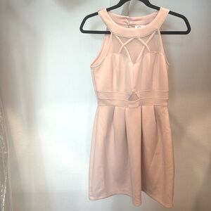 Nude pink sheath mini dress